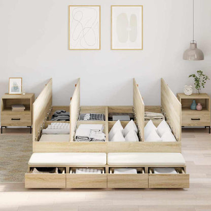 Storage Bed Frame with Drawer Sonoma Oak 140 cm Engineered Wood