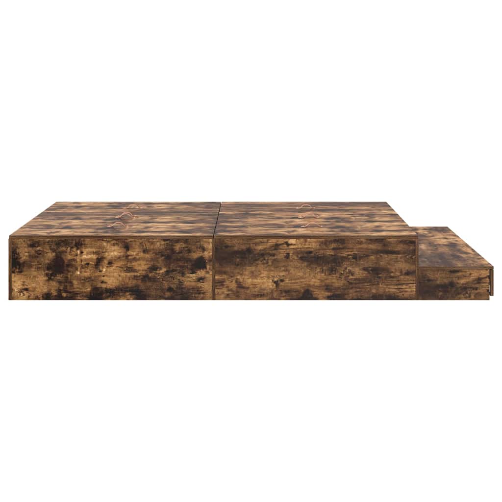 Storage Bed Frame with Drawer Smoked Oak 135 cm Engineered Wood