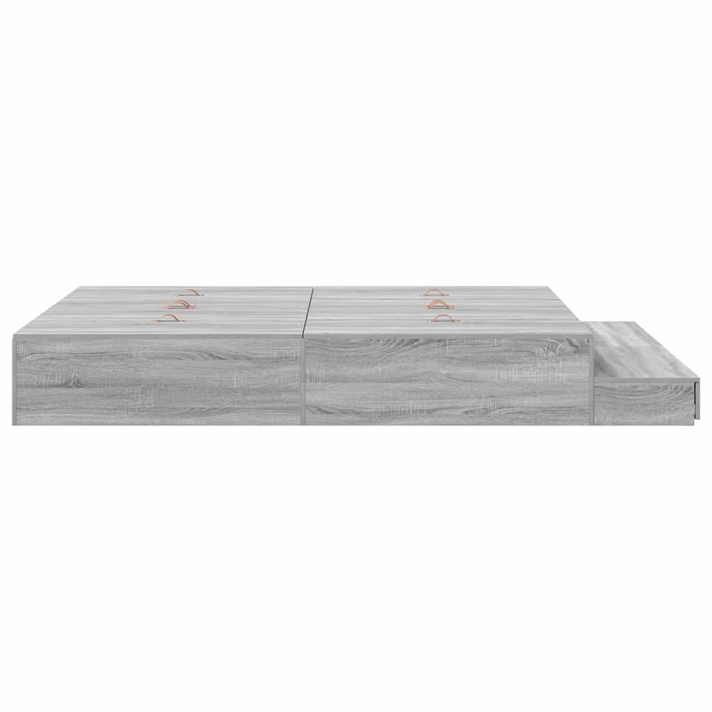 Storage Bed Frame Grey Sonoma 135 cm Engineered Wood