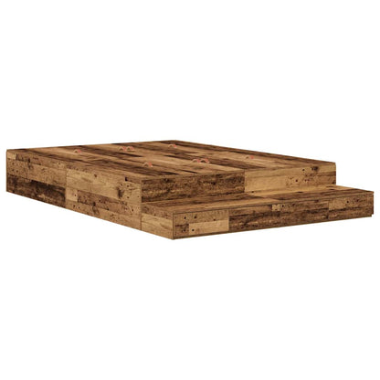 Storage Bed Frame with Drawer Old Wood 135 cm Engineered Wood