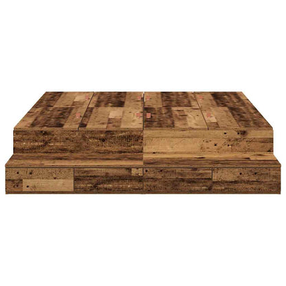 Storage Bed Frame with Drawer Old Wood 135 cm Engineered Wood