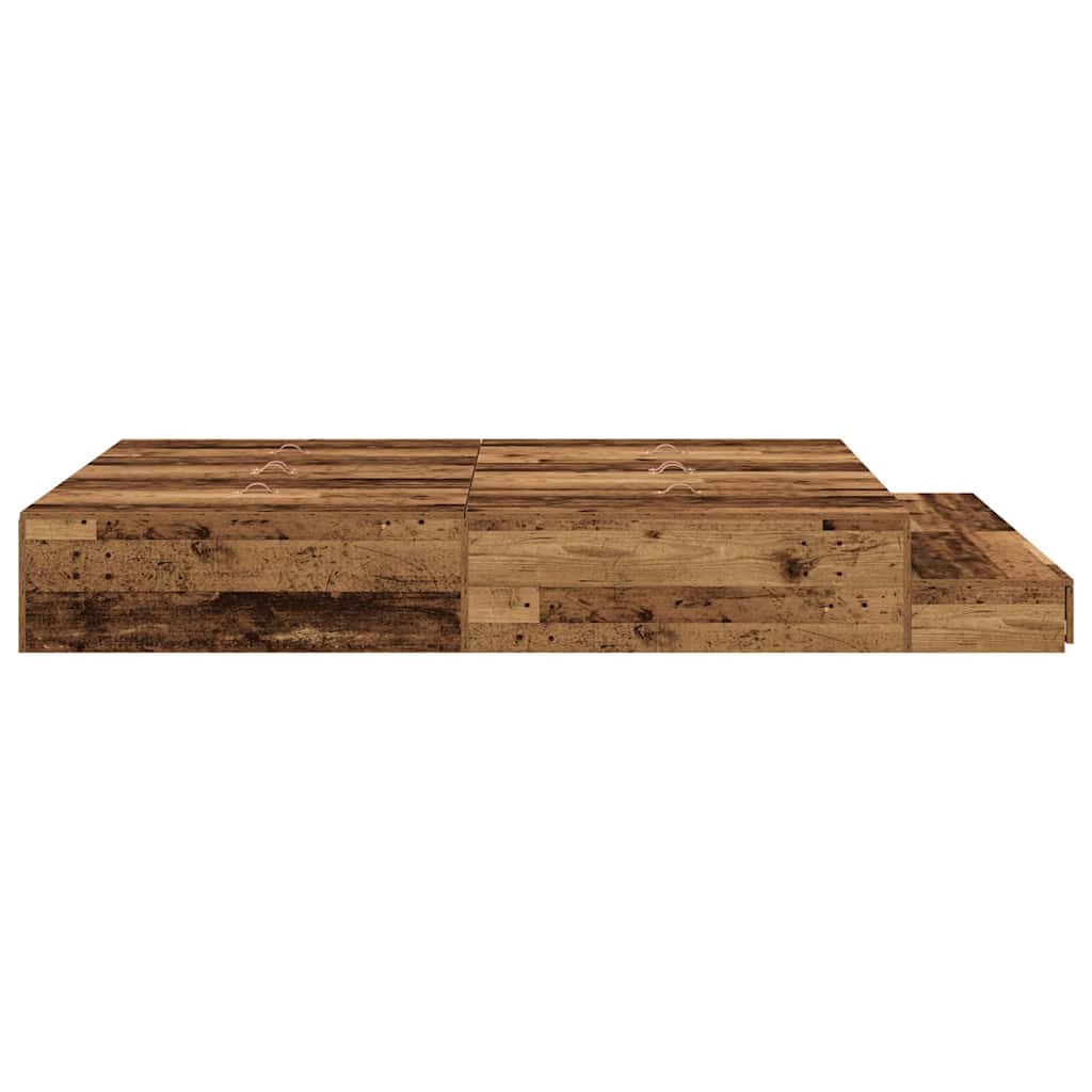 Storage Bed Frame with Drawer Old Wood 135 cm Engineered Wood