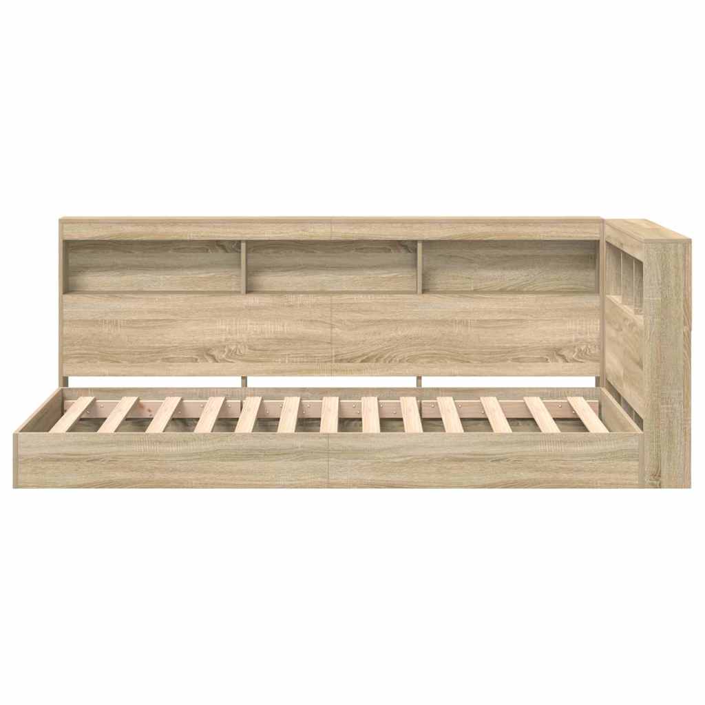 Bookcase Bed Sonoma oak 100 x 200 cm Engineered wood