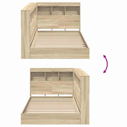 Bookcase Bed Sonoma oak 100 x 200 cm Engineered wood