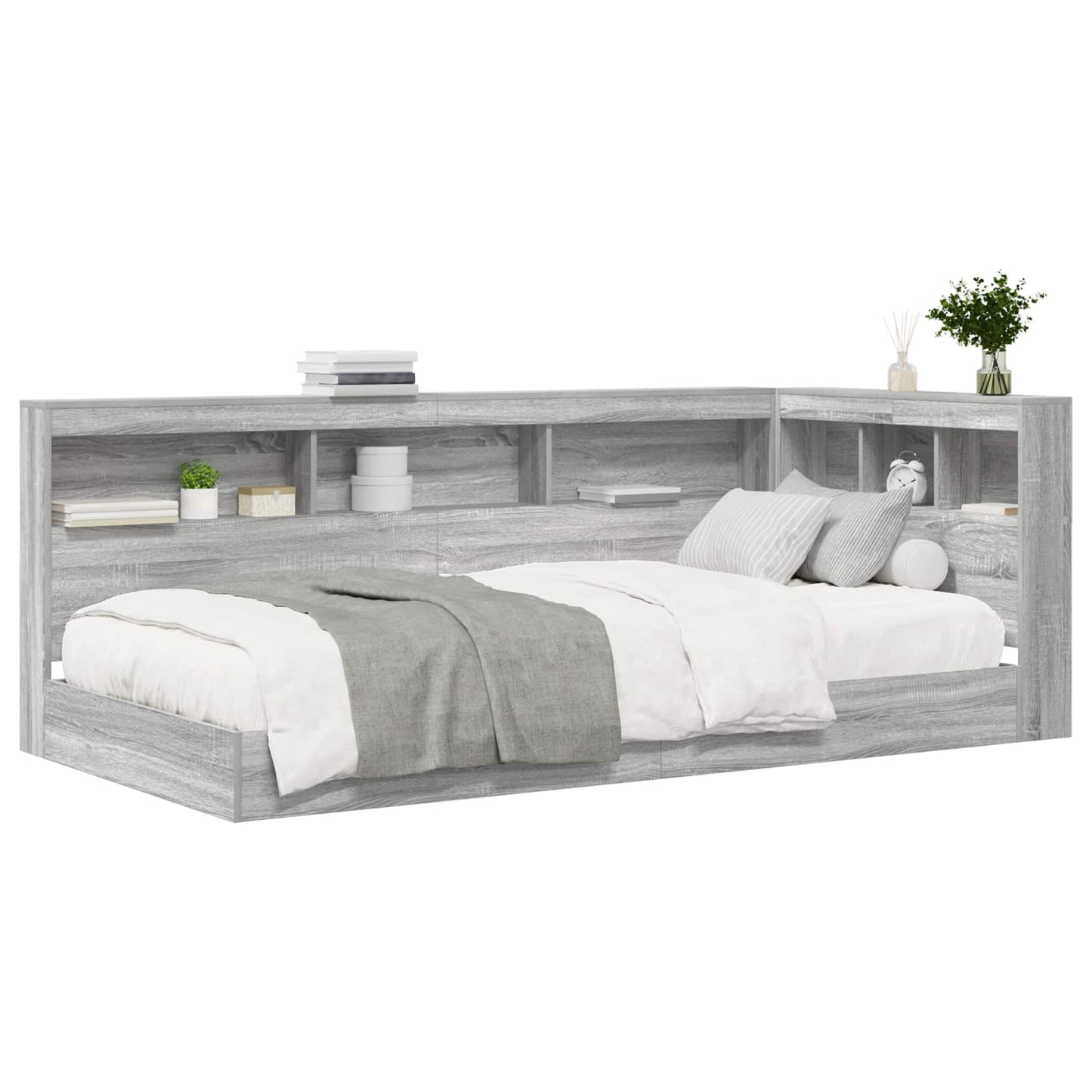 Bookcase Bed Grey sonoma 100 x 200 cm Engineered wood