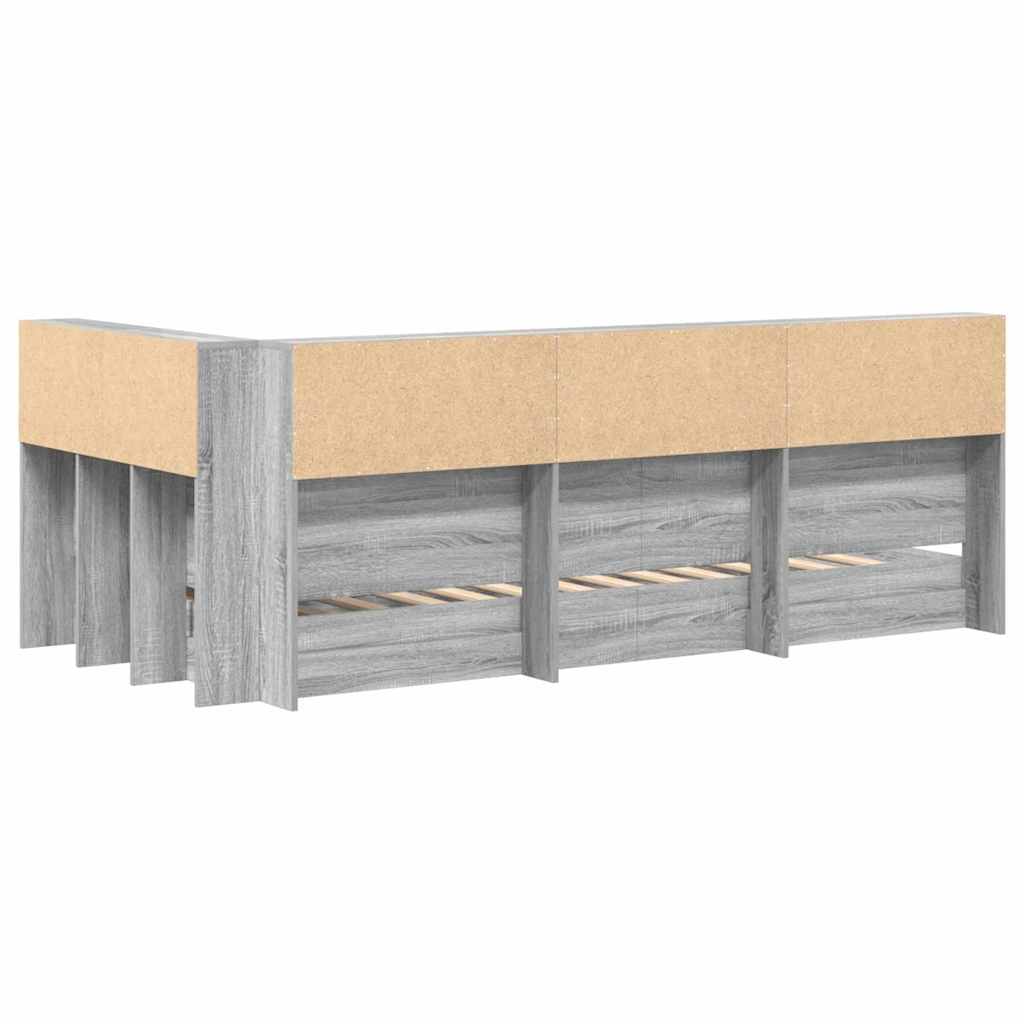 Bookcase Bed Grey sonoma 100 x 200 cm Engineered wood