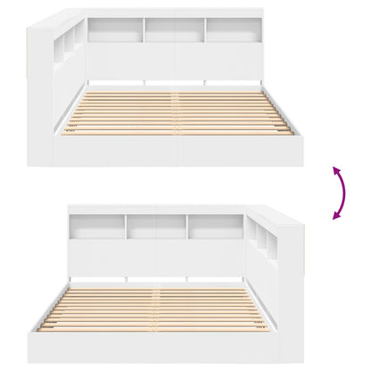 Bookcase Bed with Headboard White 140 x 200 cm Engineered wood