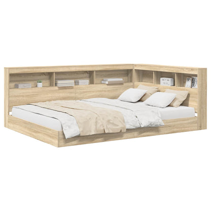 Bookcase Bed Sonoma oak 140 x 200 cm Engineered wood