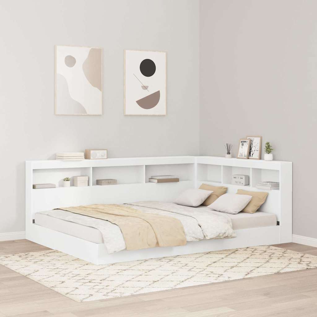 Bookcase Bed with Shelf White 160 x 200 cm Engineered Wood