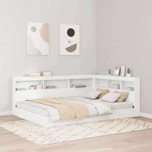 Bookcase Bed with Shelf White 160 x 200 cm Engineered Wood