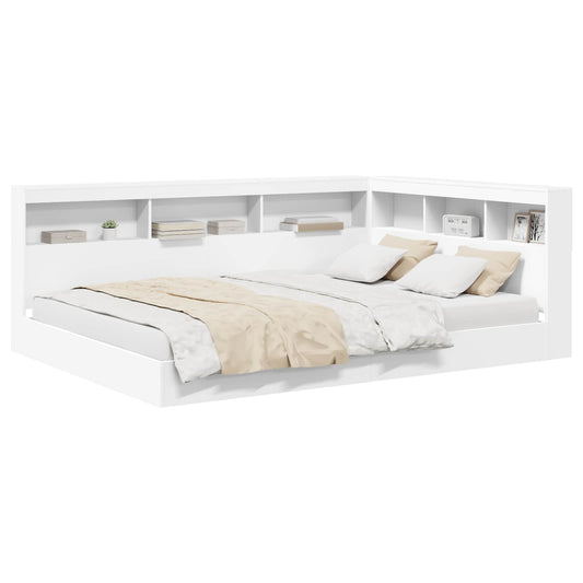 Bookcase Bed with Headboard White 160 x 200 cm Engineered wood