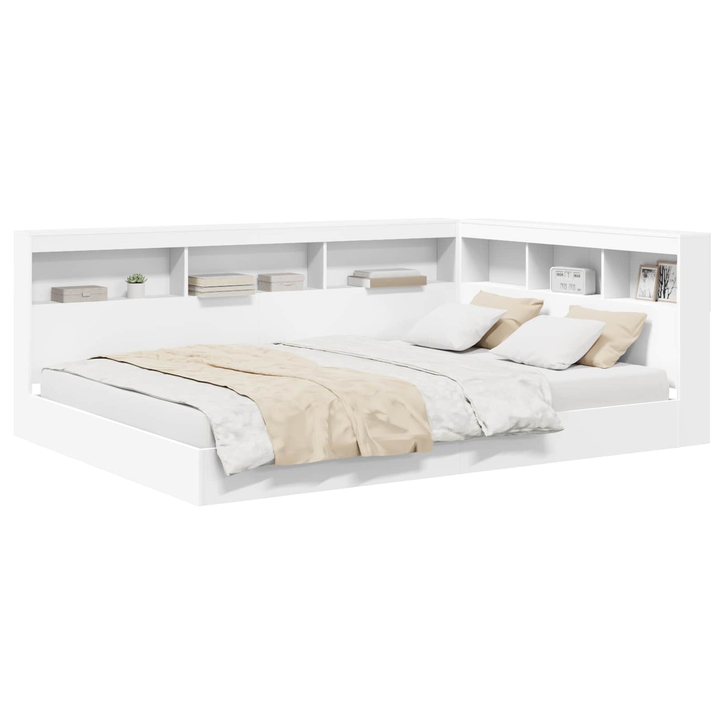 Bookcase Bed with Shelf White 160 x 200 cm Engineered Wood