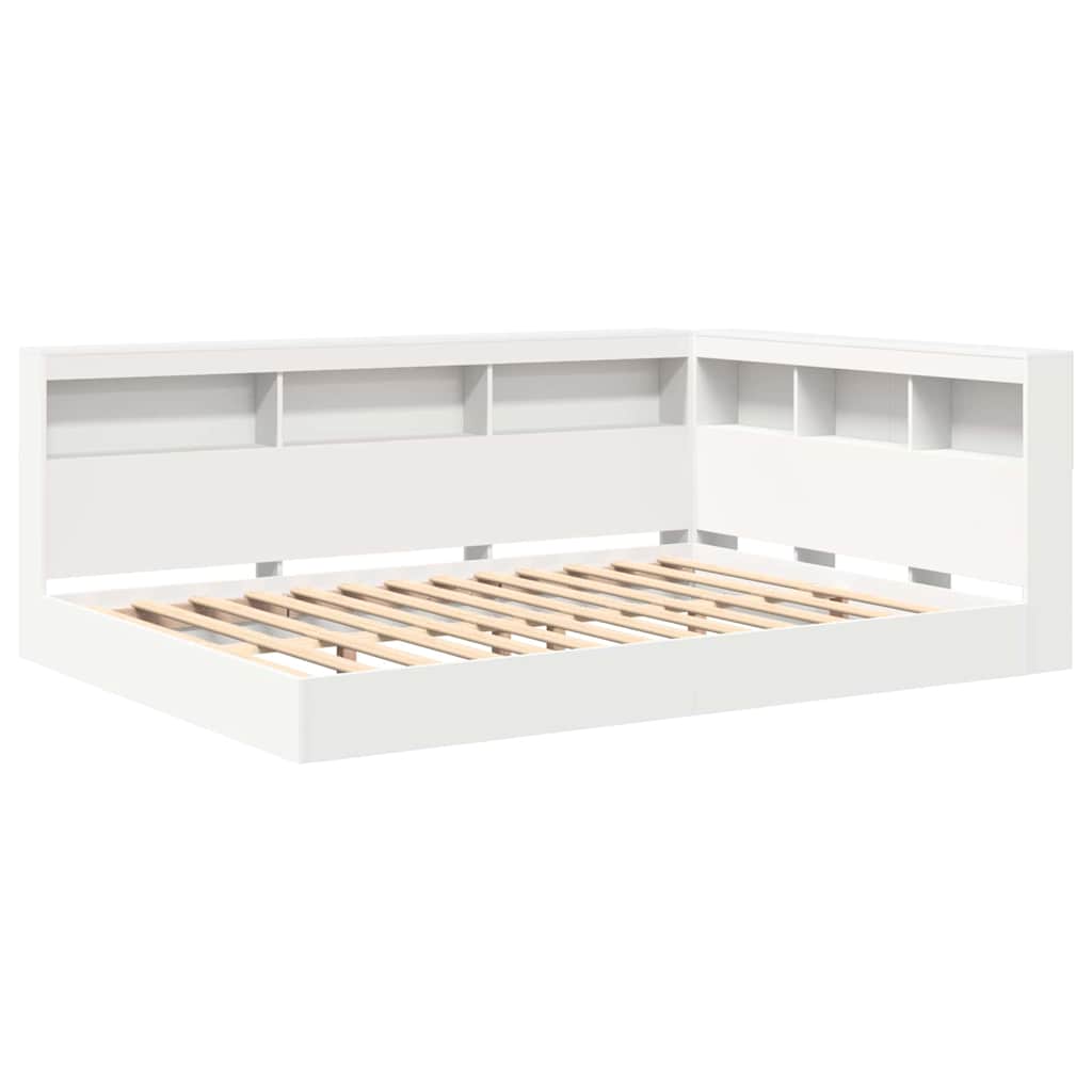 Bookcase Bed with Shelf White 160 x 200 cm Engineered Wood