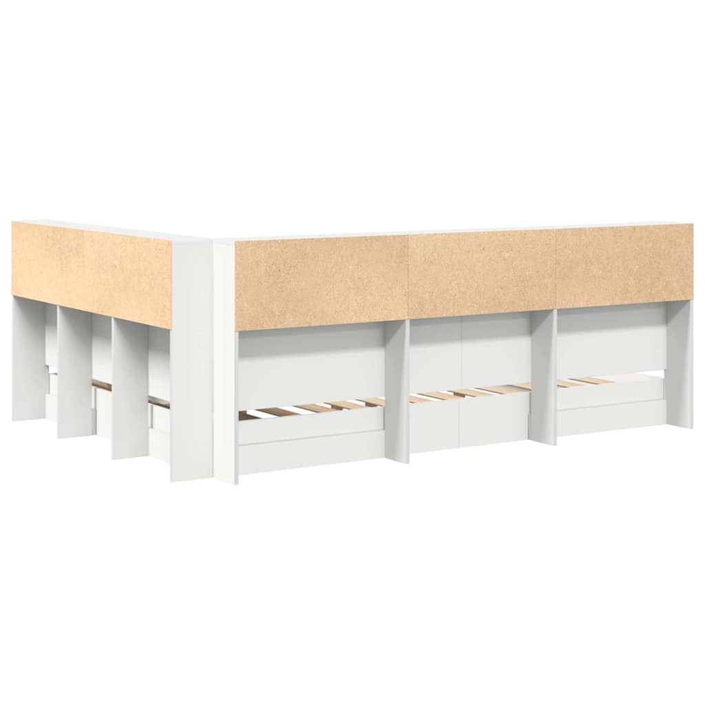 Bookcase Bed with Shelf White 160 x 200 cm Engineered Wood