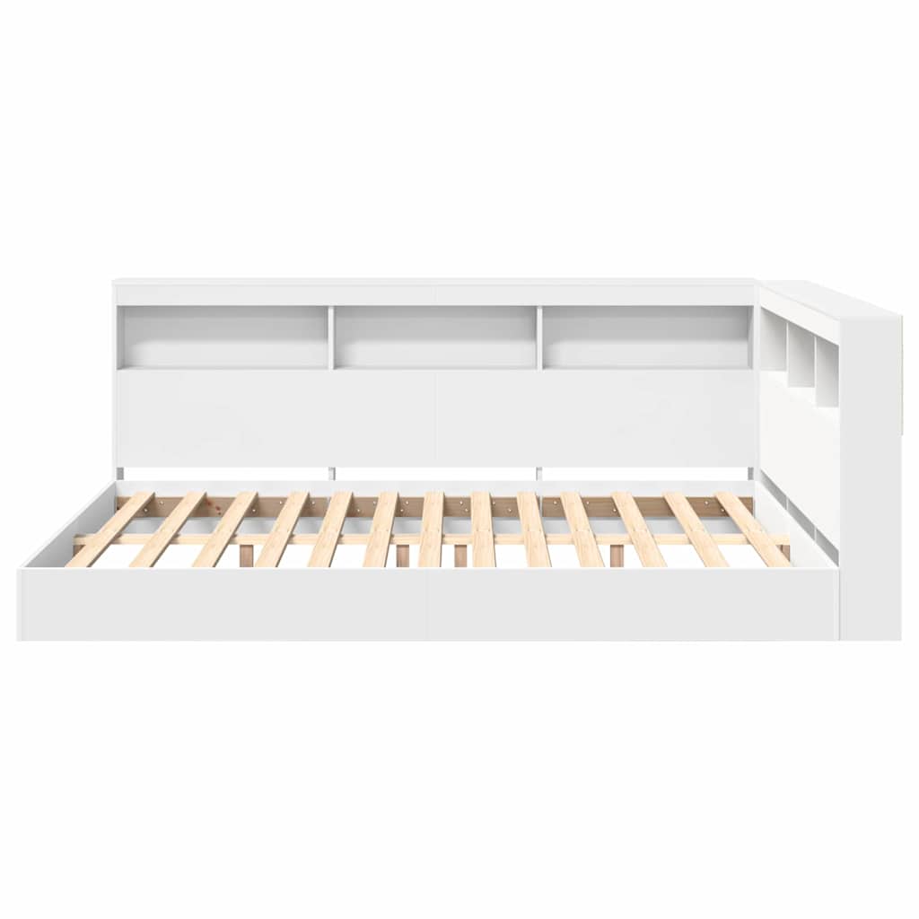 Bookcase Bed with Shelf White 160 x 200 cm Engineered Wood