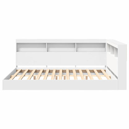 Bookcase Bed with Shelf White 160 x 200 cm Engineered Wood