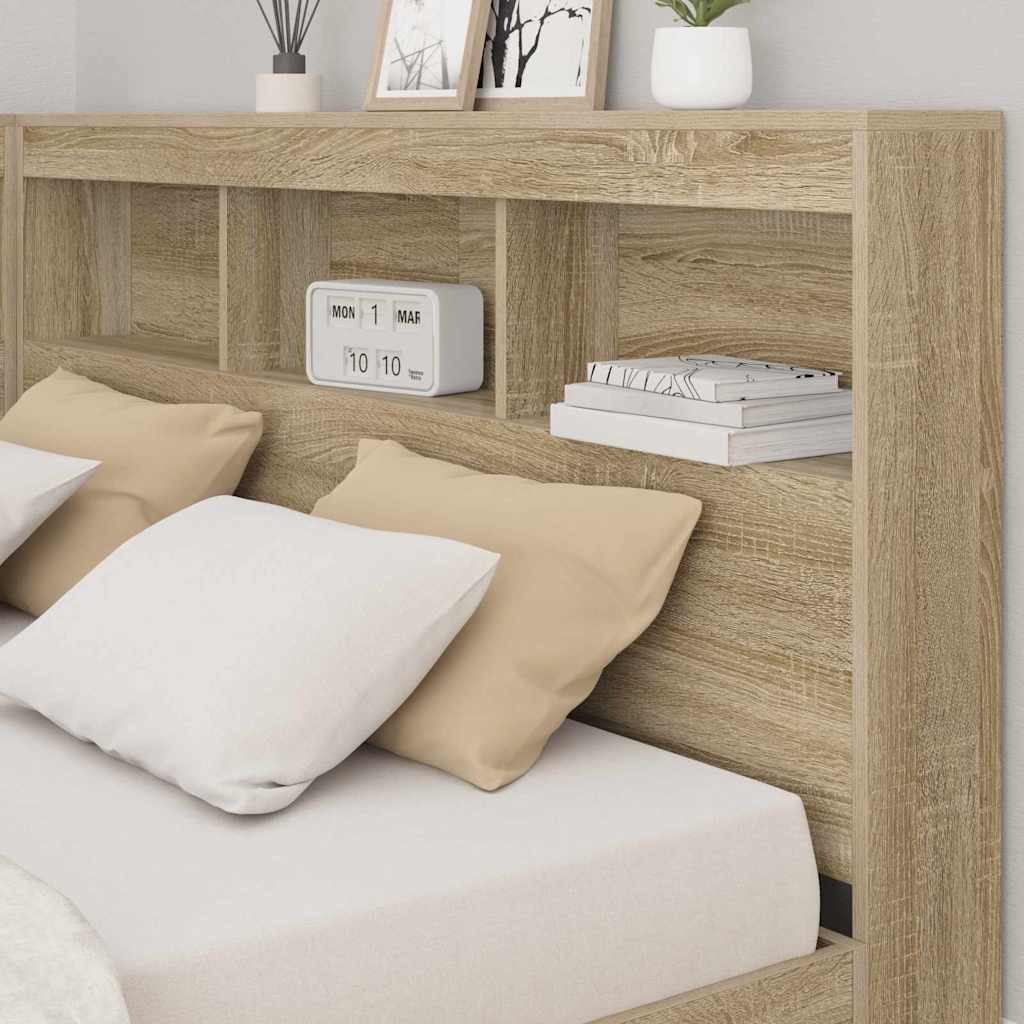 Bookcase Bed Sonoma oak 160 x 200 cm Engineered wood