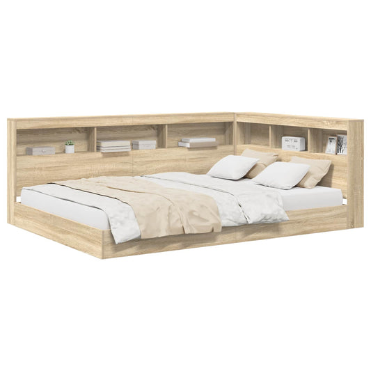 Bookcase Bed Sonoma oak 160 x 200 cm Engineered wood