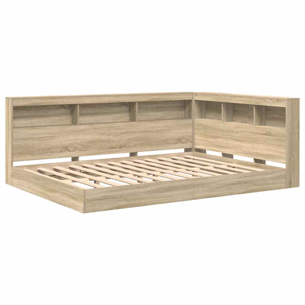 Bookcase Bed Sonoma oak 160 x 200 cm Engineered wood