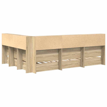 Bookcase Bed Sonoma oak 160 x 200 cm Engineered wood