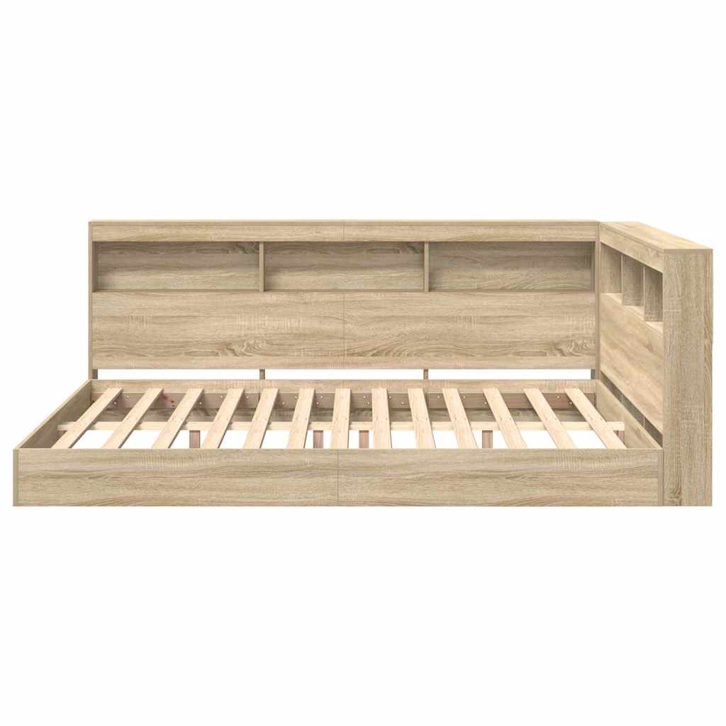 Bookcase Bed Sonoma oak 160 x 200 cm Engineered wood