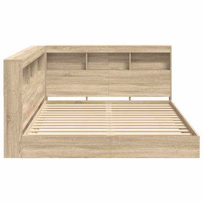 Bookcase Bed Sonoma oak 160 x 200 cm Engineered wood