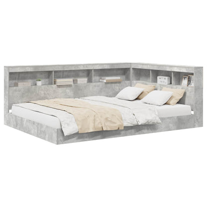 Bookcase Bed Concrete grey 160 x 200 cm Engineered wood