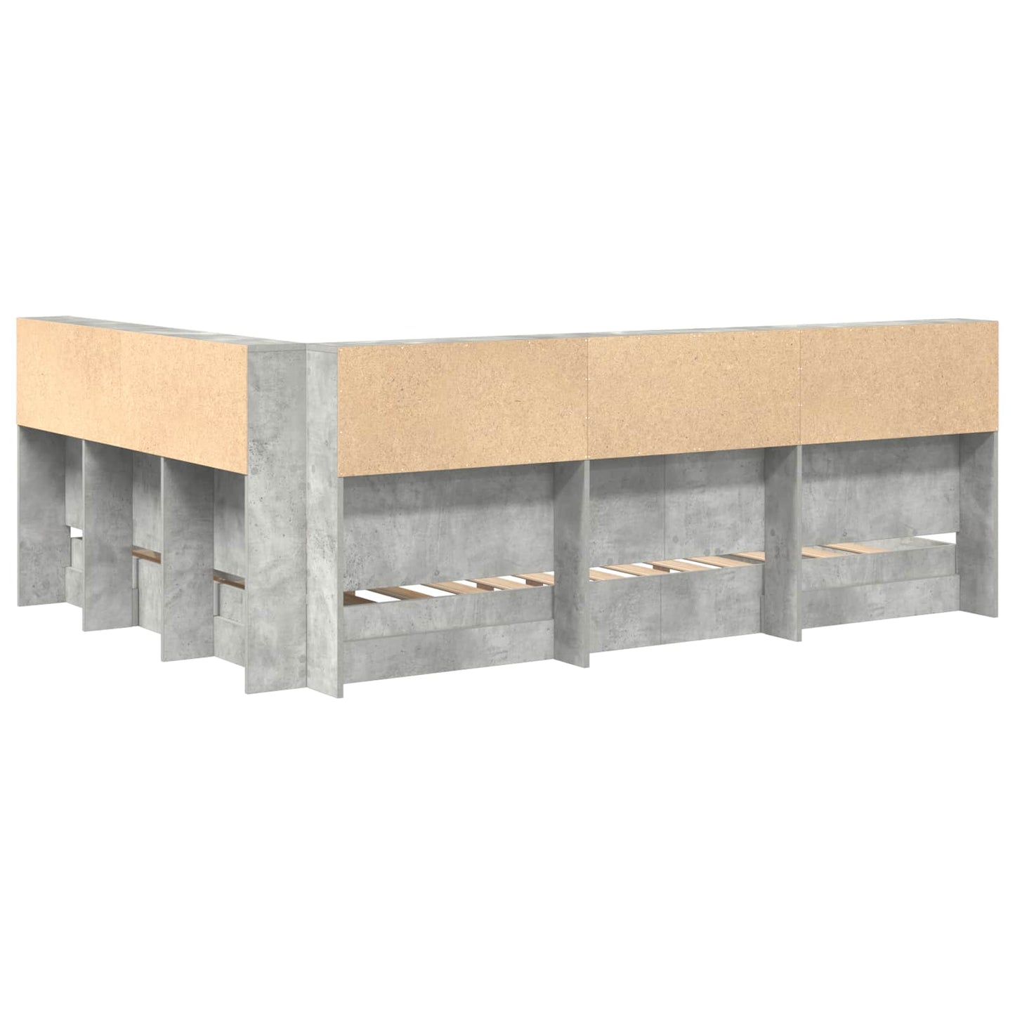 Bookcase Bed Concrete grey 160 x 200 cm Engineered wood