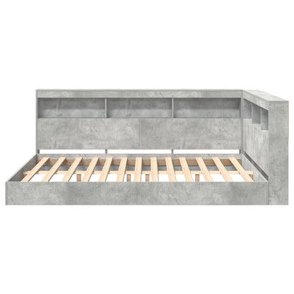 Bookcase Bed Concrete grey 160 x 200 cm Engineered wood