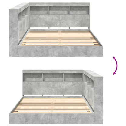 Bookcase Bed Concrete grey 160 x 200 cm Engineered wood