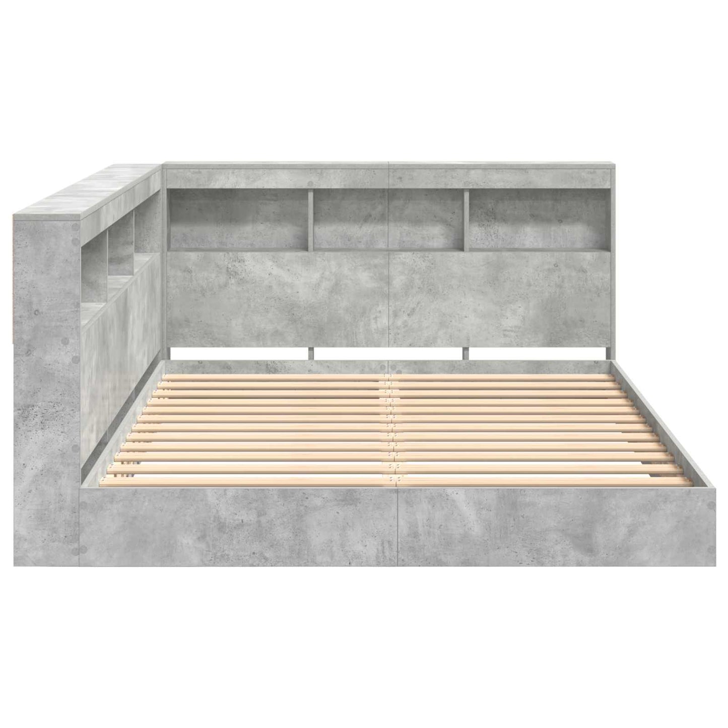 Bookcase Bed Concrete grey 160 x 200 cm Engineered wood
