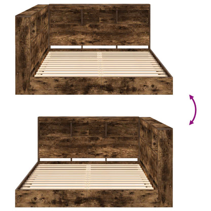 Bookcase Bed Smoked oak 160 x 200 cm Engineered wood