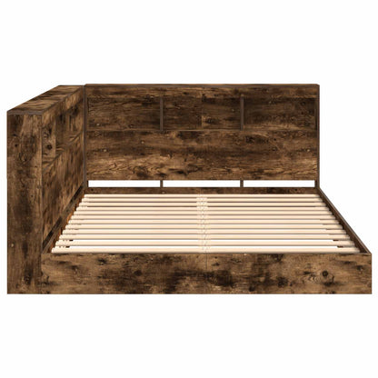 Bookcase Bed Smoked oak 160 x 200 cm Engineered wood
