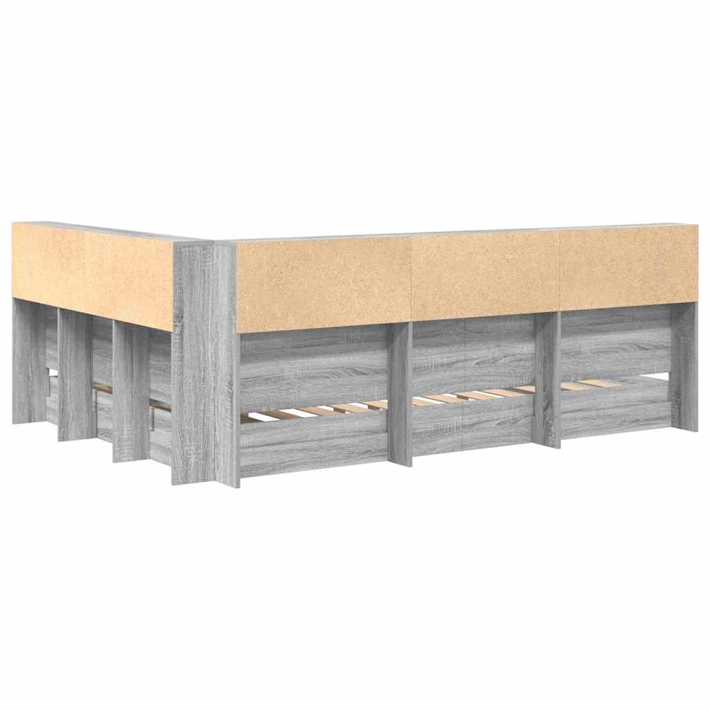 Bookcase Bed Grey sonoma 160 x 200 cm Engineered wood