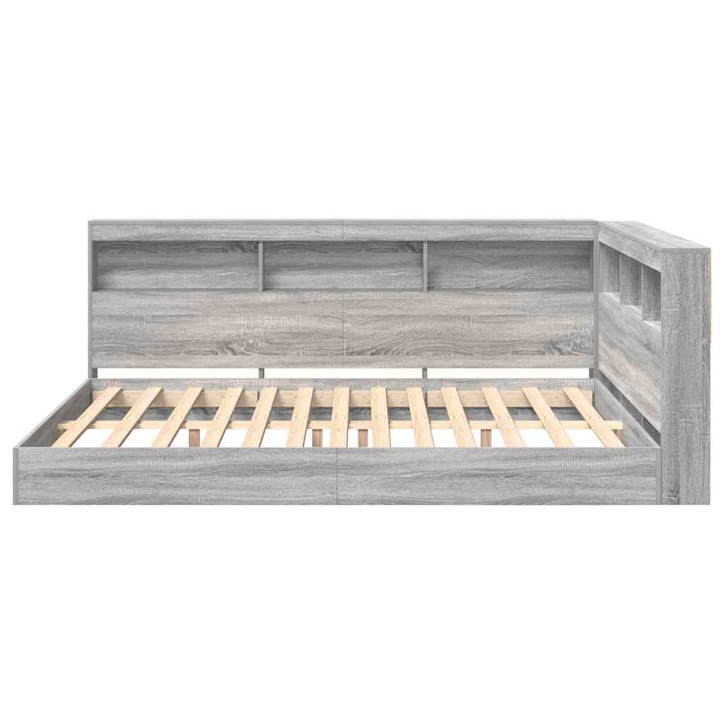 Bookcase Bed Grey sonoma 160 x 200 cm Engineered wood