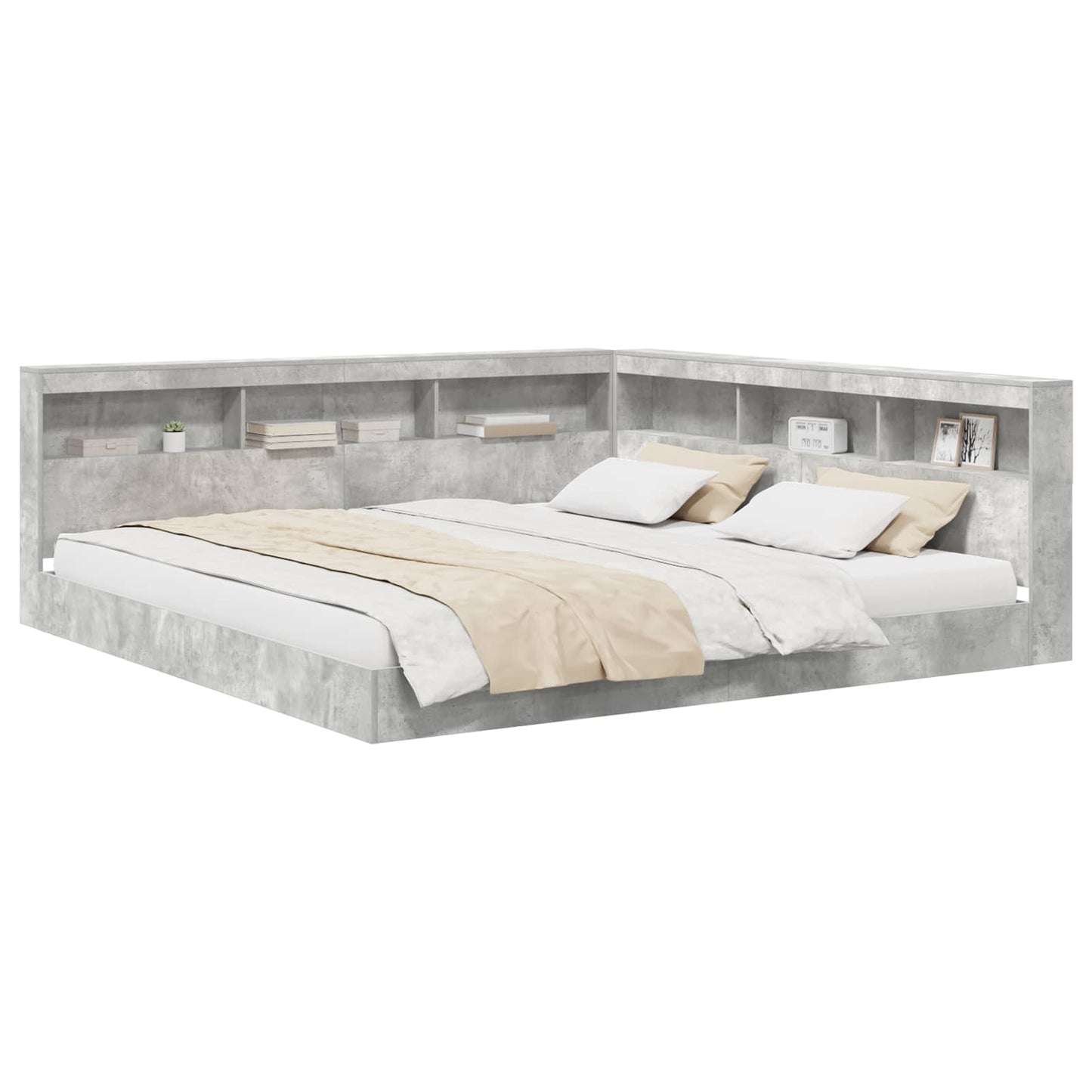 Bookcase Bed Concrete grey 180 x 200 cm Engineered wood