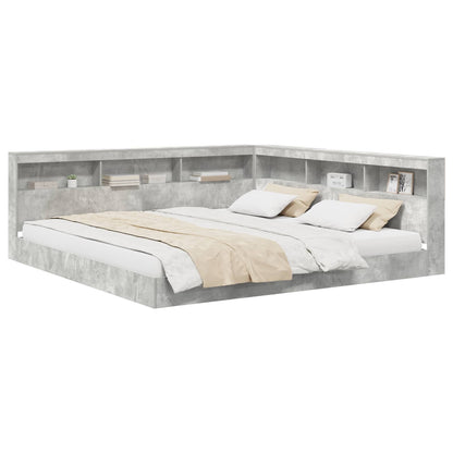 Bookcase Bed Concrete grey 180 x 200 cm Engineered wood