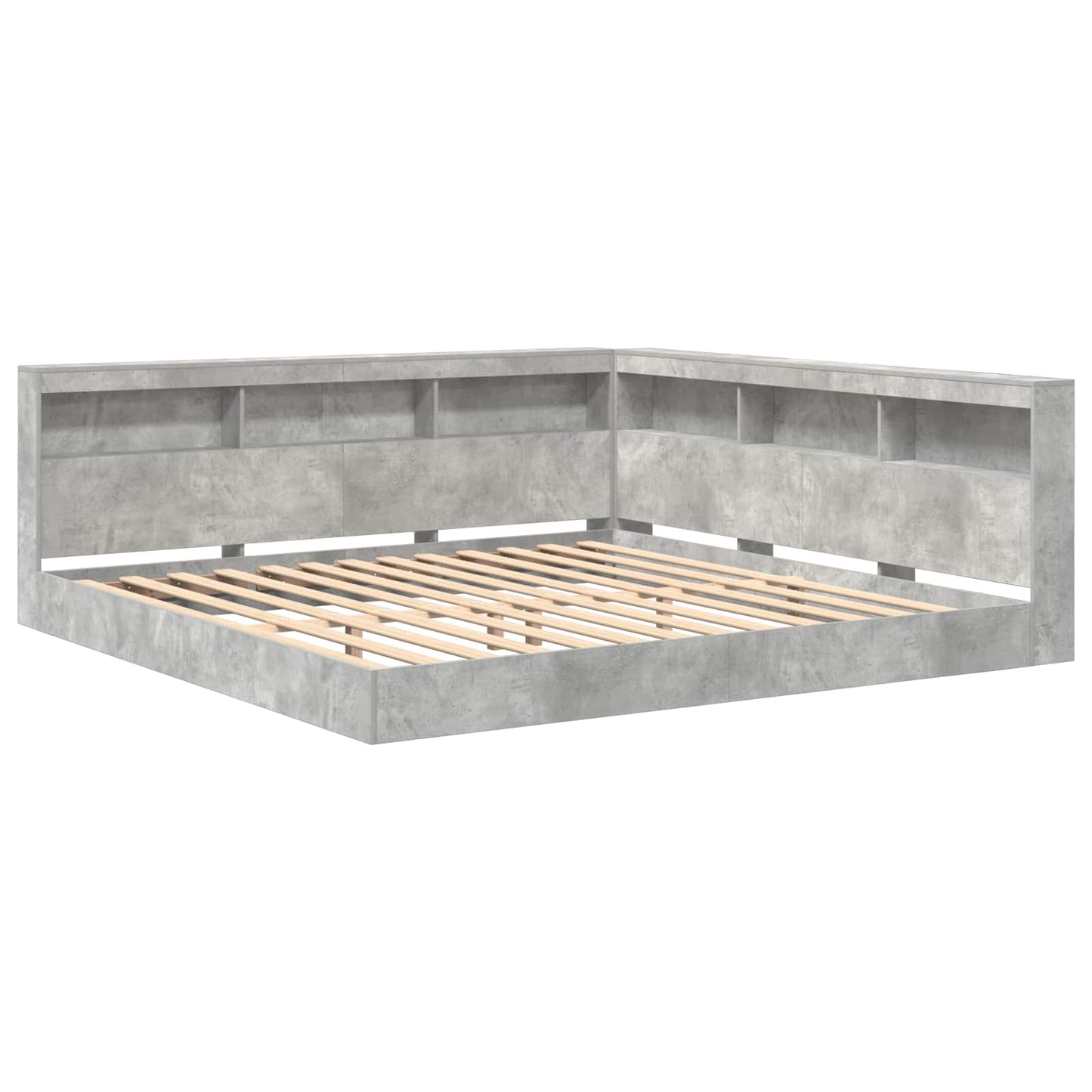 Bookcase Bed Concrete grey 180 x 200 cm Engineered wood