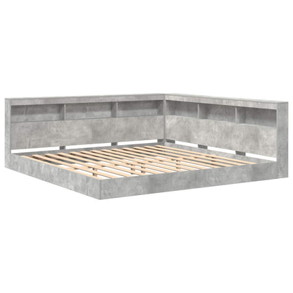 Bookcase Bed Concrete grey 180 x 200 cm Engineered wood