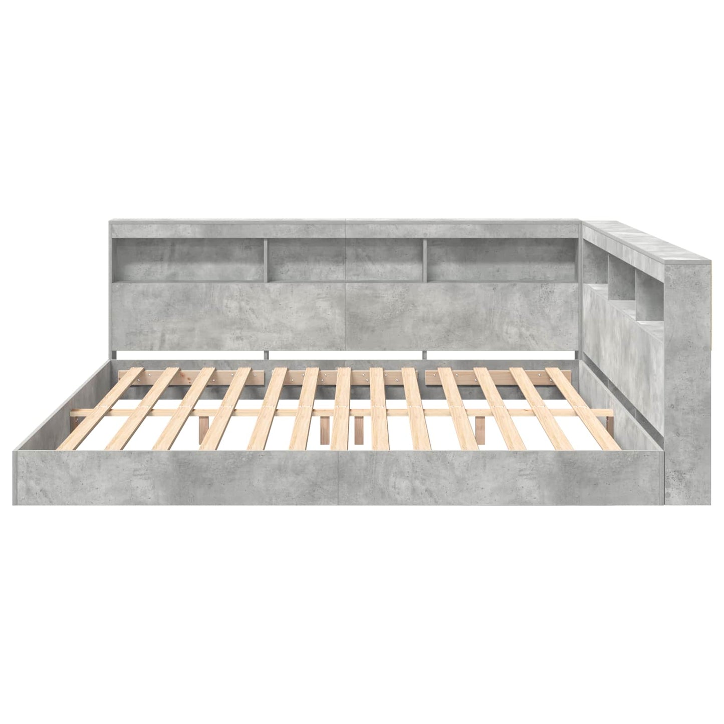 Bookcase Bed Concrete grey 180 x 200 cm Engineered wood