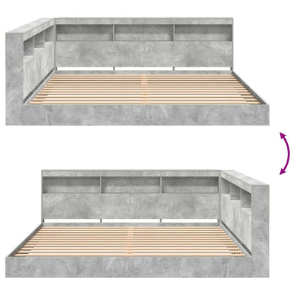 Bookcase Bed Concrete grey 180 x 200 cm Engineered wood