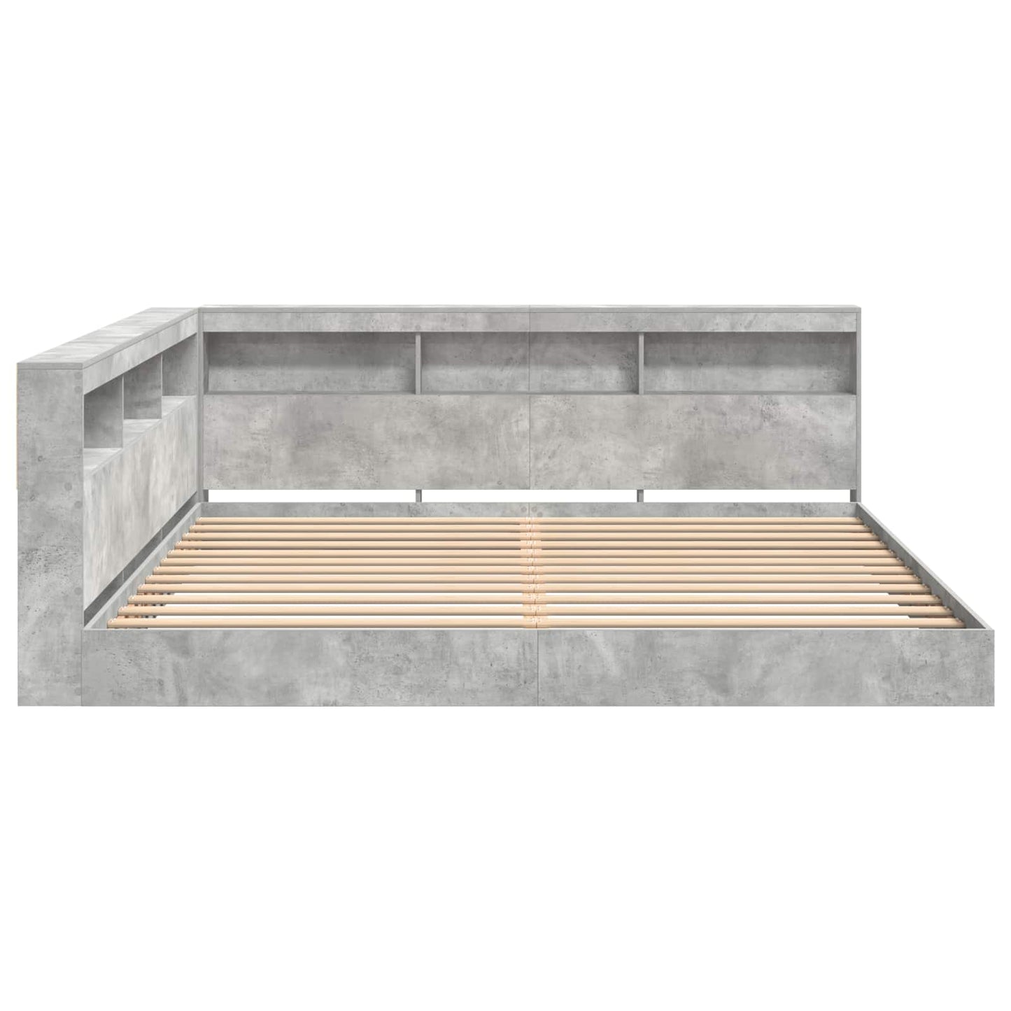 Bookcase Bed Concrete grey 180 x 200 cm Engineered wood