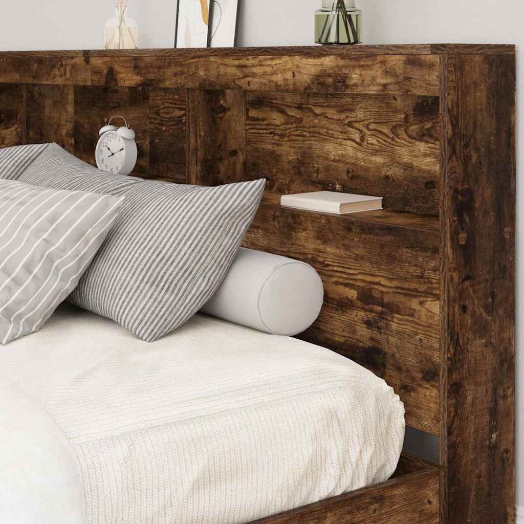 Bookcase Bed Smoked oak 180 x 200 cm Engineered wood