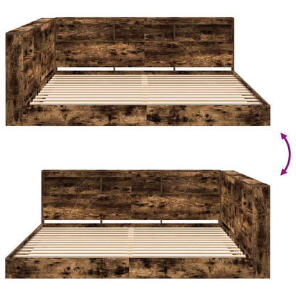 Bookcase Bed Smoked oak 180 x 200 cm Engineered wood