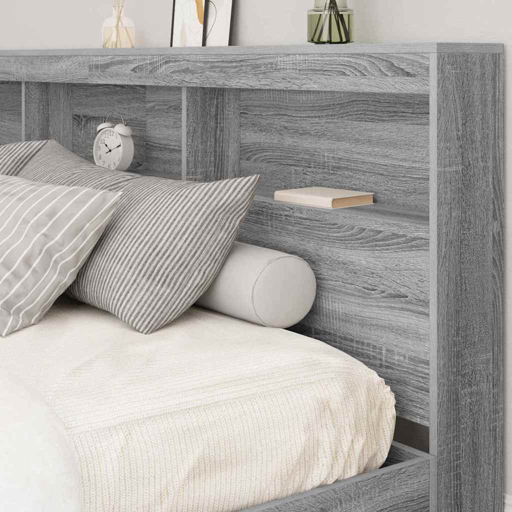 Bookcase Bed Grey sonoma 180 x 200 cm Engineered wood