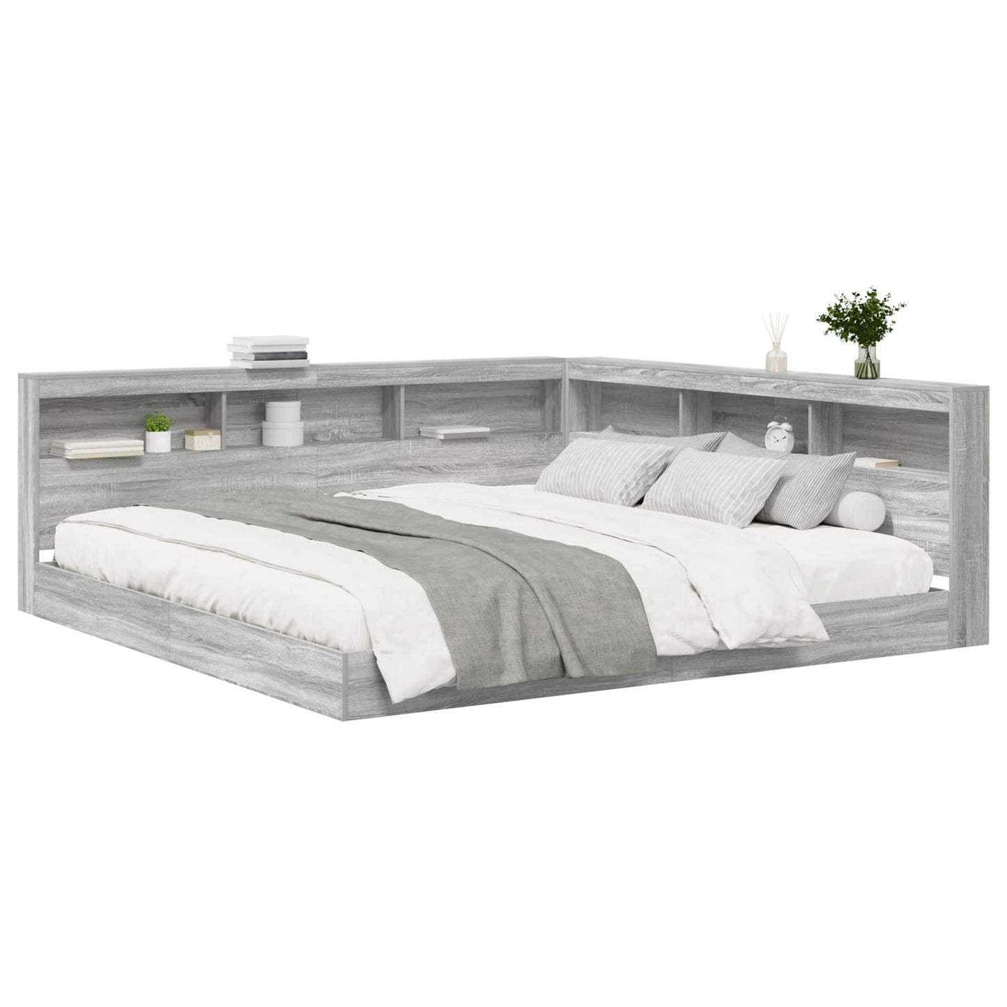 Bookcase Bed Grey sonoma 180 x 200 cm Engineered wood