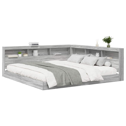 Bookcase Bed Grey sonoma 180 x 200 cm Engineered wood