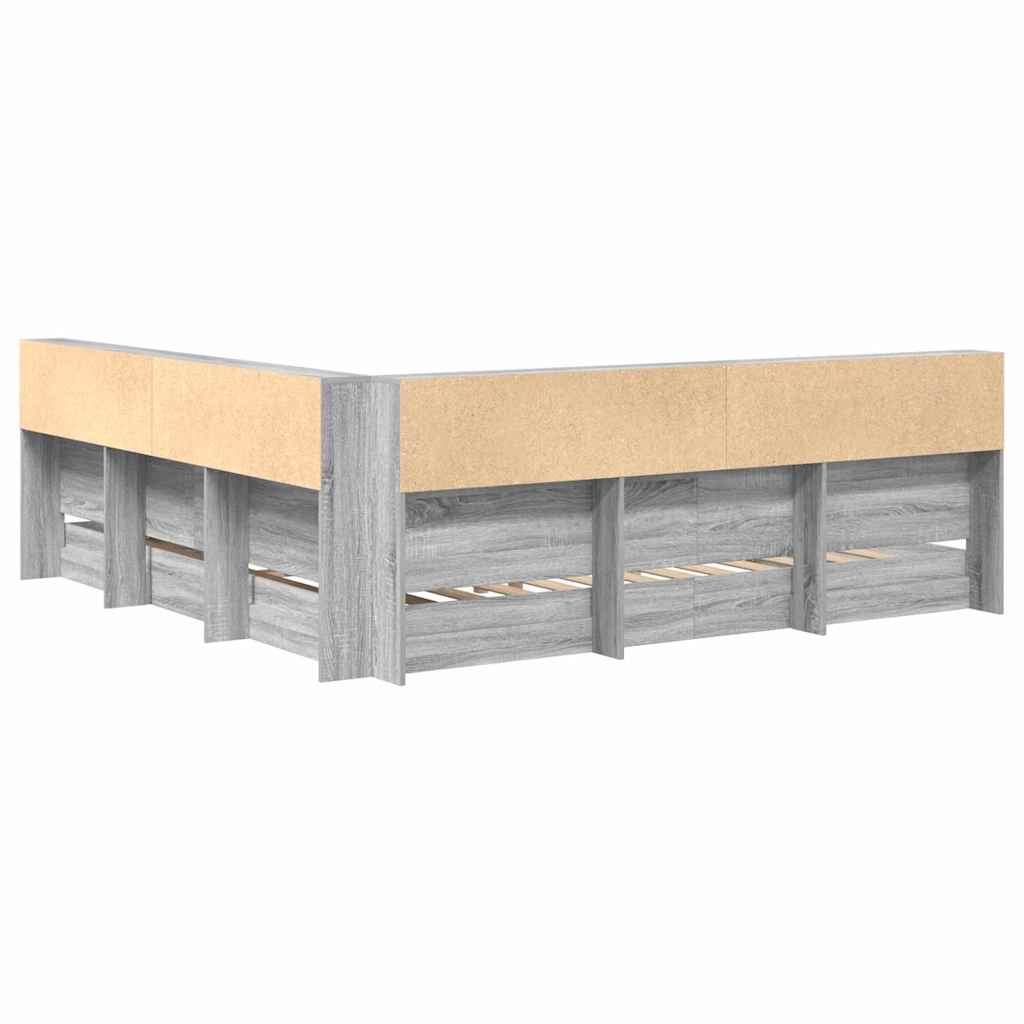 Bookcase Bed Grey sonoma 180 x 200 cm Engineered wood