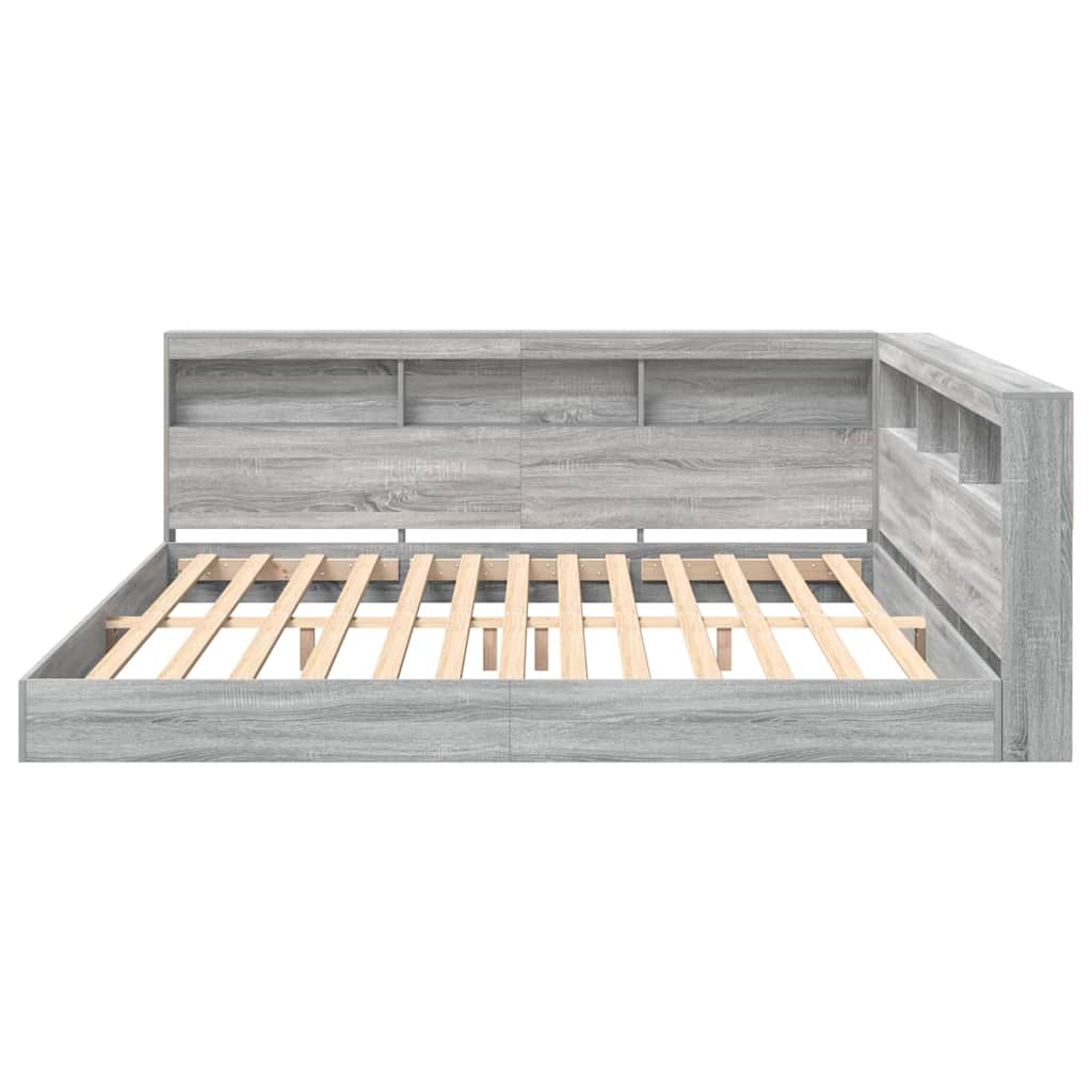 Bookcase Bed Grey sonoma 180 x 200 cm Engineered wood