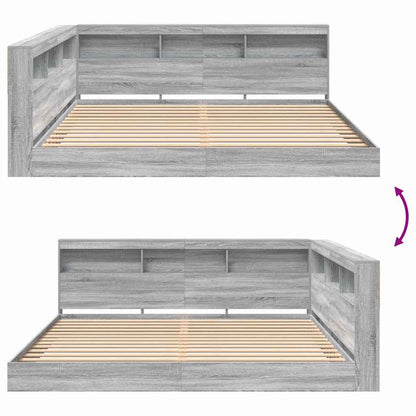 Bookcase Bed Grey sonoma 180 x 200 cm Engineered wood